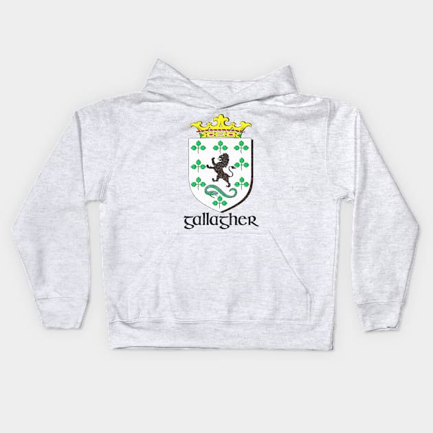 Gallagher / Faded Style Family Crest Design Kids Hoodie by feck!